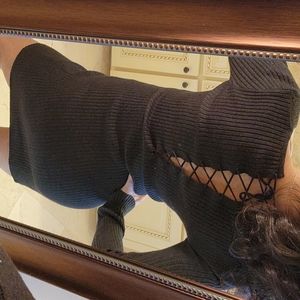 SAGE back lace-up sweater dress, S